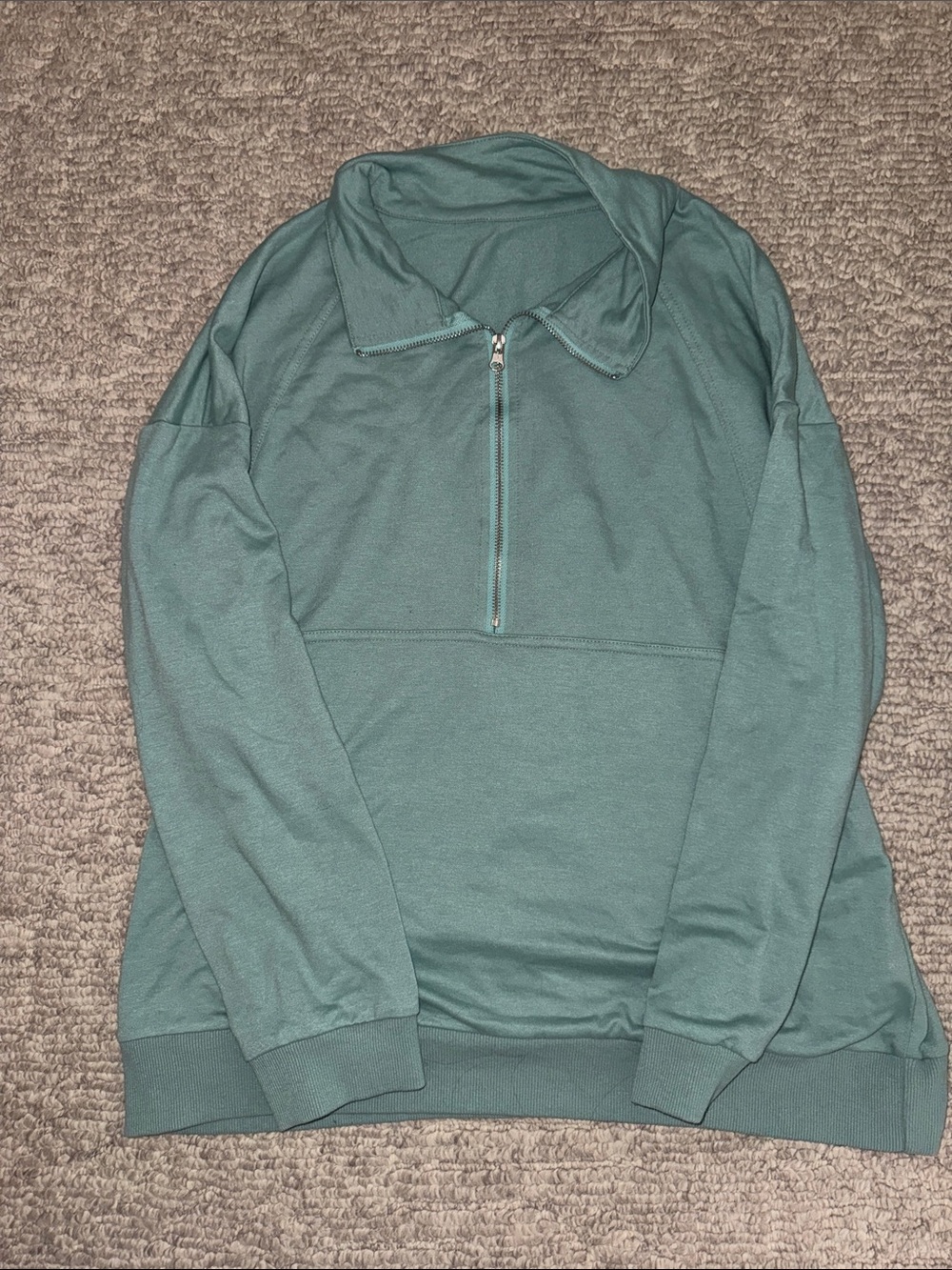 Women's Teal Half-Zip Pullover Hoodie